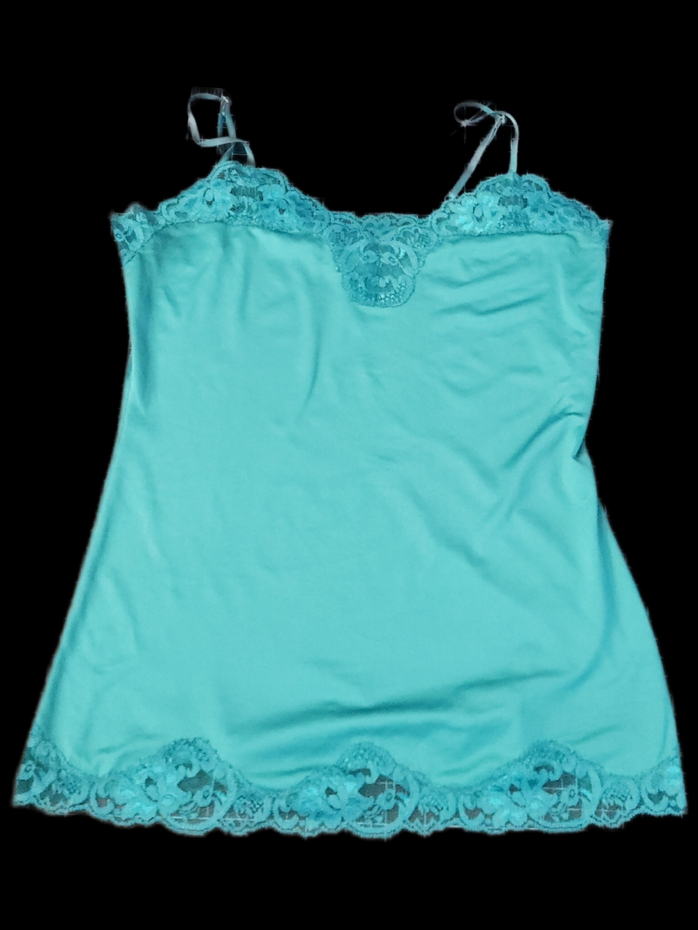 #C133 Lace Trim Slip Camisole in Aqua